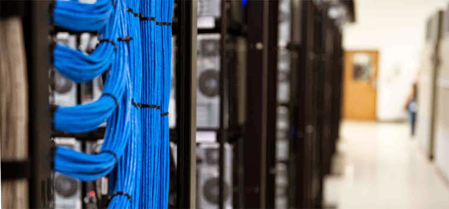 Data center row with network switches