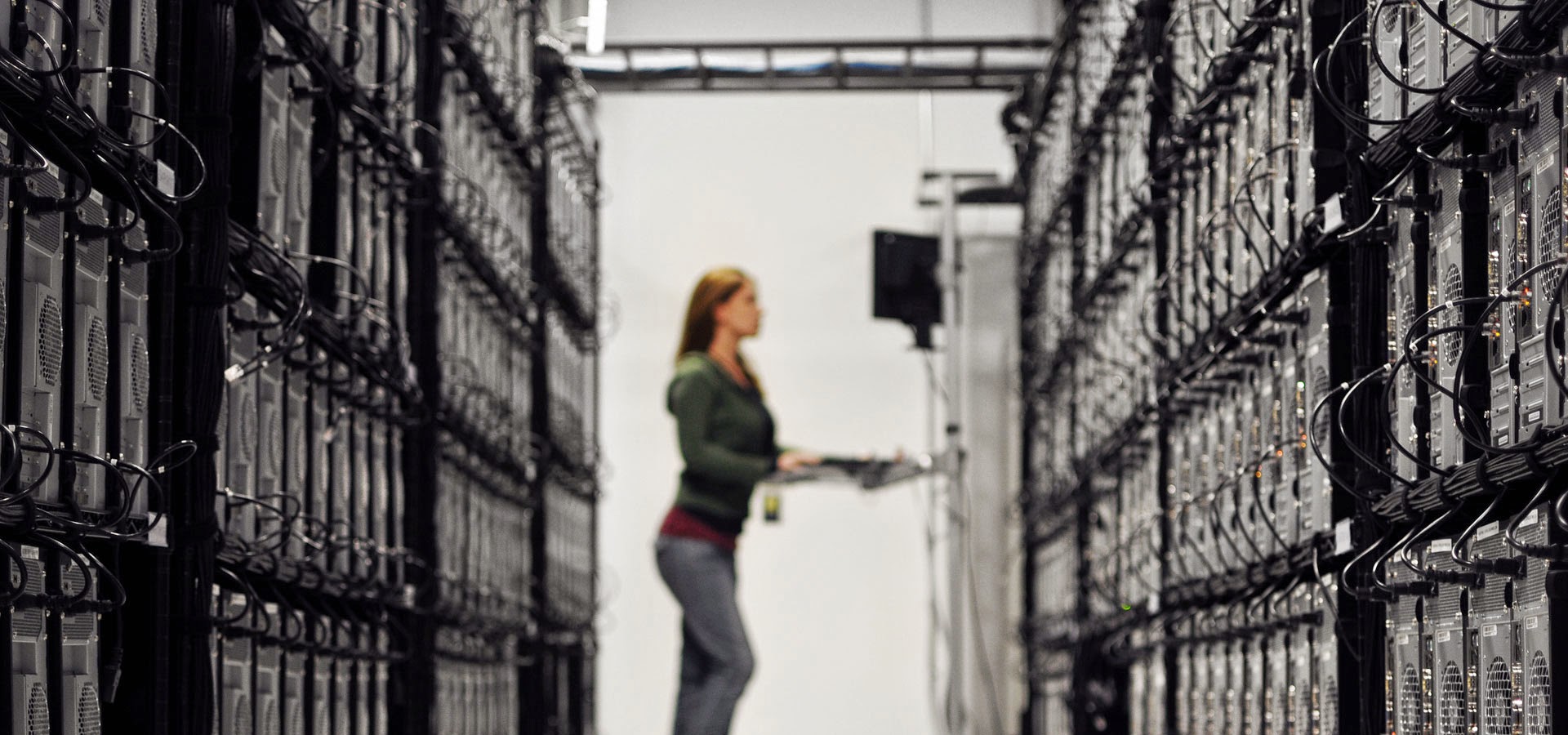 Two rows of network infrastructure
