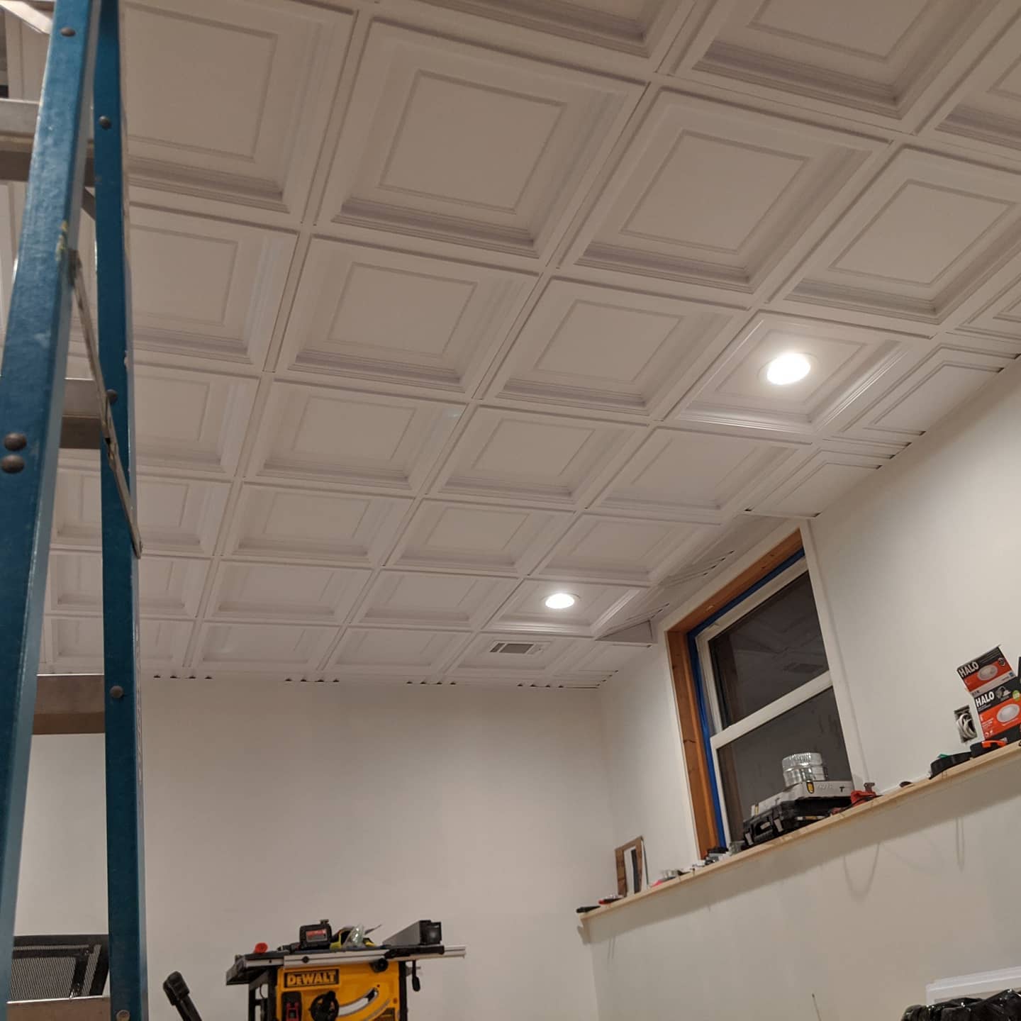 Basement renovation - finished ceiling and lighting