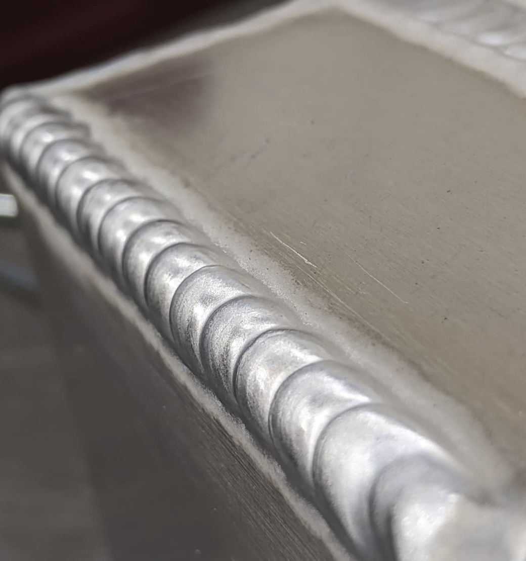 TIG weld bead close-up on aluminum